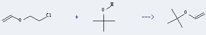 Propane,2-(ethenyloxy)-2-methyl- can be prepared by (2-chloro-ethoxy)-ethene and 2-methyl-propan-2-ol